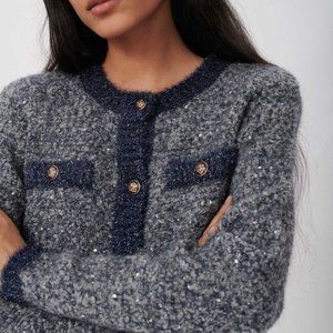 Maje FANCY LUREX KNIT CARDIGAN